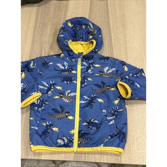Hatley Size 2T Kids Dragon Coat Rain Oat Jacket Good Blue Warm - Picture 1 of 11
